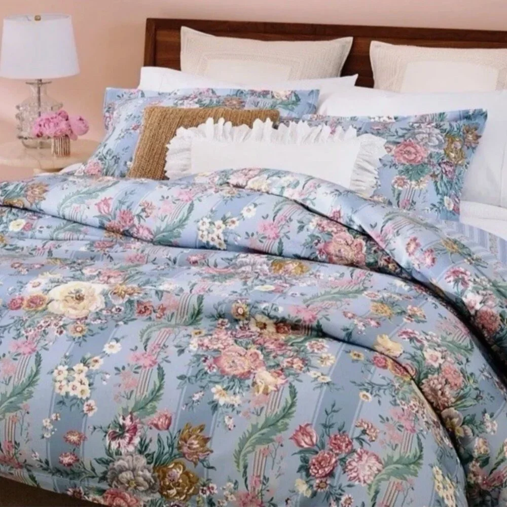 Ralph Lauren Home Adalia Cotton FULL QUEEN Duvet Cover Blue Floral 1pc NEW $430